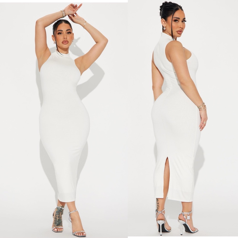 New white double lined dress